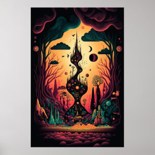 The Abstract Landscape of Swirling Patterns Poster