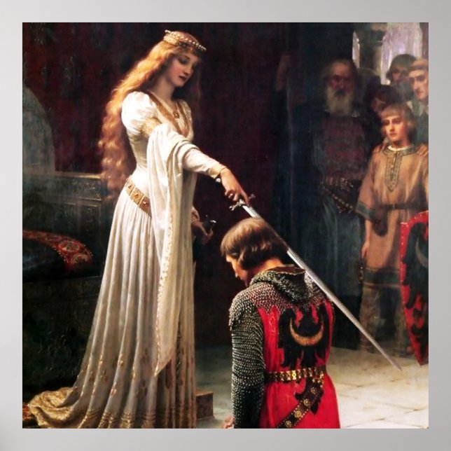 "The Accolade" Mittelalterliche Malerei von Edmund Poster (Vorne)
