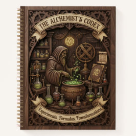 The Alchemist's Codex 3D Wood Carved Journal Notizbuch