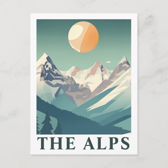 The Alps Sun Geometric European Ski Mountain Postkarte (Vorderseite)