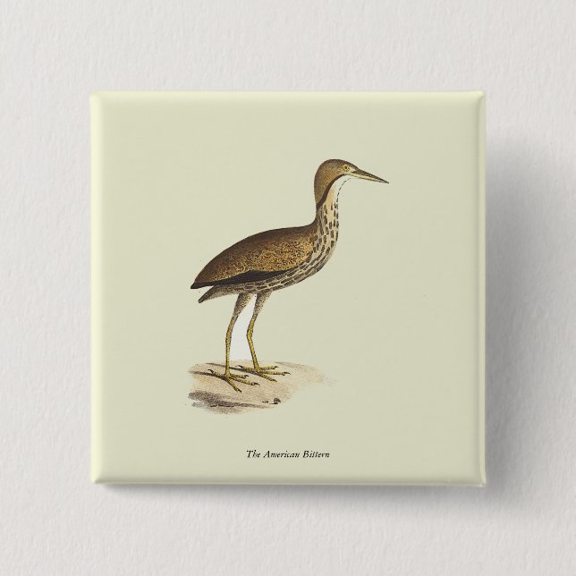 The American Bittern (Botaurus lentiginosus) Bird Button (Vorderseite)