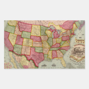 The American Gewerkschaft Railroad Map of the USA, Rechteckiger Aufkleber