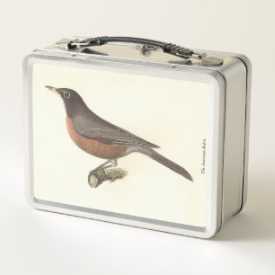 The American Robin (Turdus migratorius) NY Birds Metall Brotdose