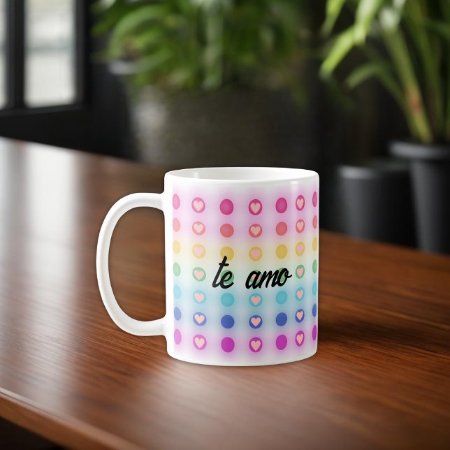 "the amo, mi amor" Regenbogen und Herzromantik Kaffeetasse (Von Creator hochgeladen)