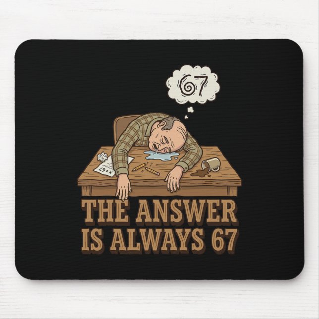 The Answer Is Always 67 Math Teacher Meme 90s Retr Mousepad (Vorne)