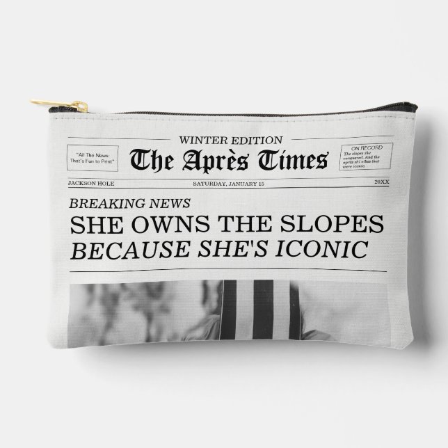 The Après Times Newspaper She Owns The Slopes Zubehörtasche (Vorderseite)
