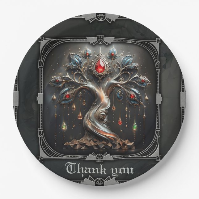  The Art Deco Tree of Life design.  Pappteller (Vorderseite)