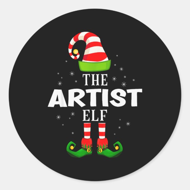 The Artist Elf Christmas Pjs Matching Pajama  Runder Aufkleber (Vorderseite)