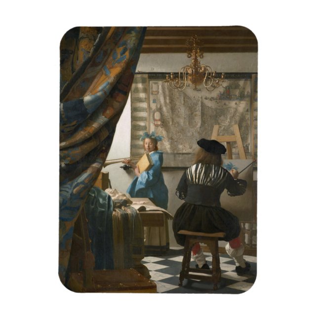The Artist’s Studio, C.1665-66 (Öl gegen Kanvas) Magnet (Vertikal)
