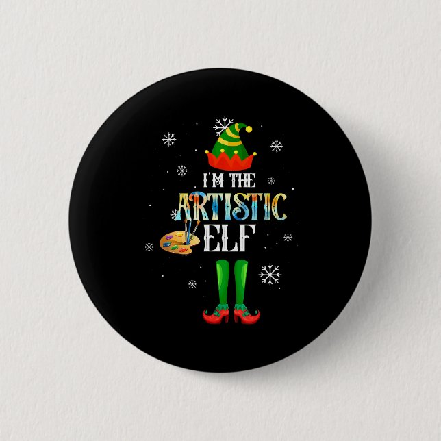 The Artistic Elf Squad Elf Family Christmas Pajama Button (Vorderseite)
