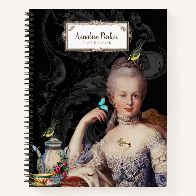 Thé au Petit Trianon French noir    PersonalizedNo Notizbuch (Vorderseite)
