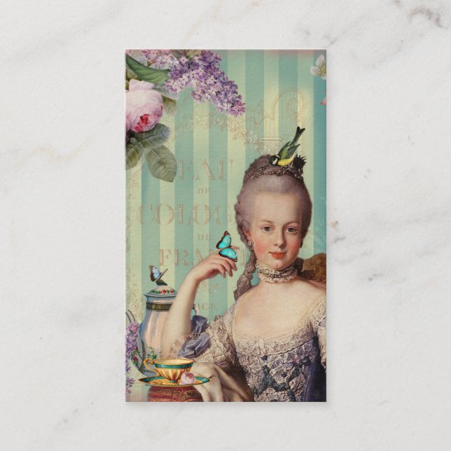 Thé au Petit Trianon über Elfenbein mit Teekanne Visitenkarte (Vorderseite)