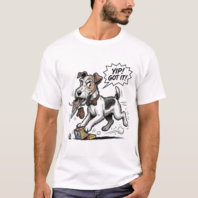 The Audacious Wire: Funny Fox Terrier Peekaboo T-Shirt (Vorderseite)