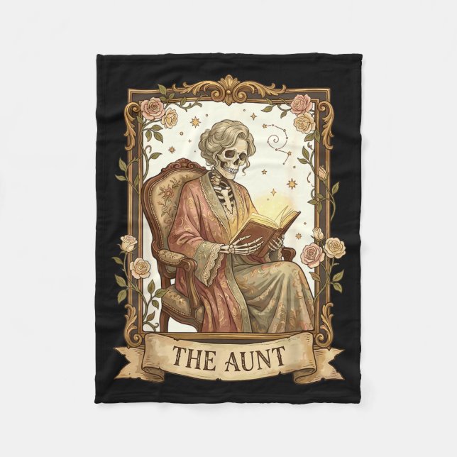 The Aunt Tarot Card Women Skeleton Aunty Book Love Fleecedecke (Vorderseite)