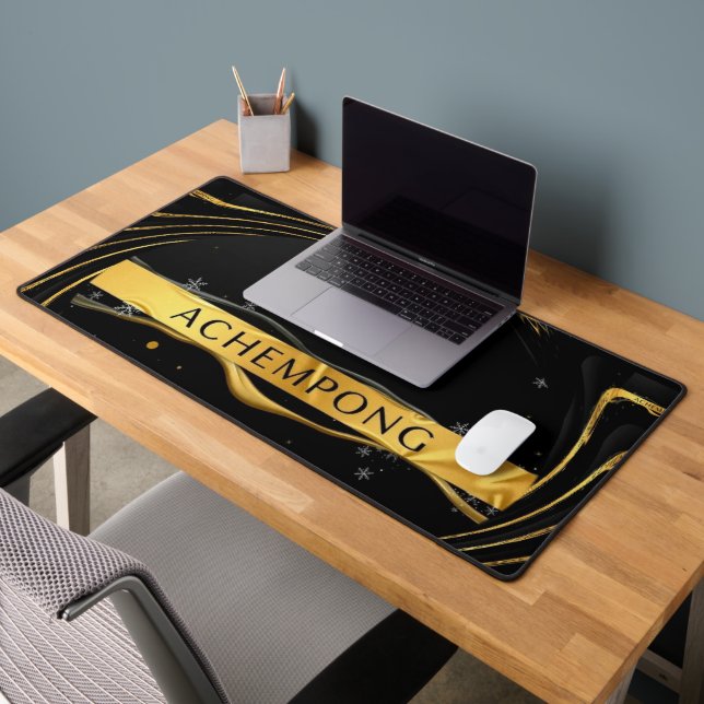 The Auric Cascade: High-Contrast Liquid Gold Achem Schreibtischunterlage (Büro 2)