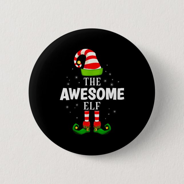 The Awesome Elf Christmas Pjs Matching Pajama  Button (Vorderseite)