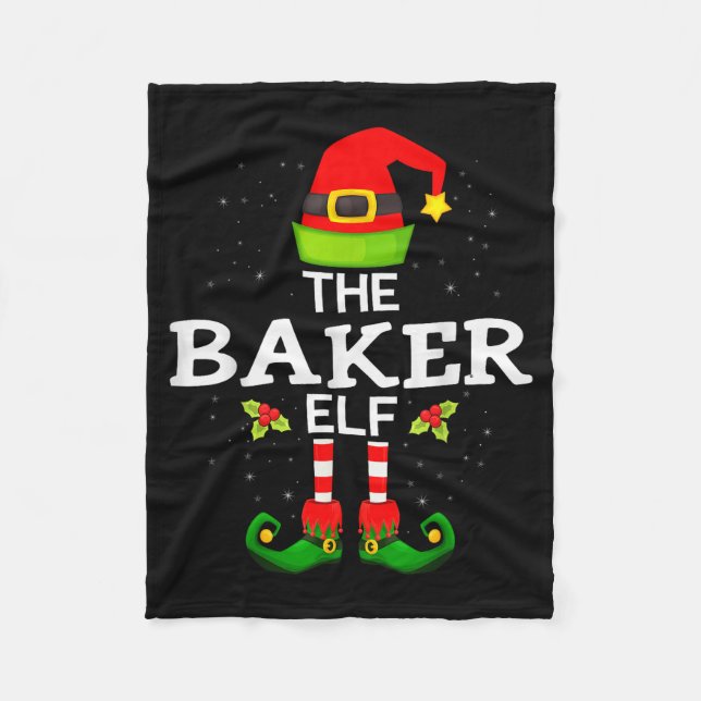 The Baker Elf Christmas Family Matching Pajama  Fleecedecke (Vorderseite)