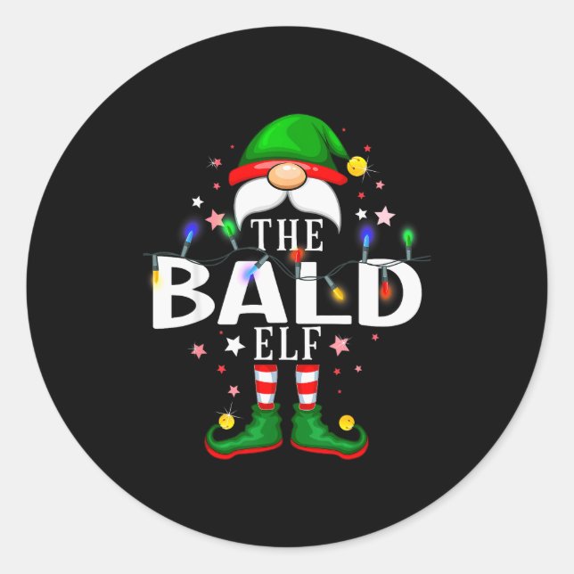The Bald Elf Christmas Family Pajama Party  Runder Aufkleber (Vorderseite)