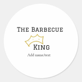 The Barbecue king crownadd name text cooking best Runder Aufkleber