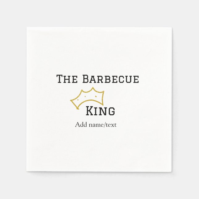 The Barbecue king crownadd name text cooking best  Serviette (Vorderseite)