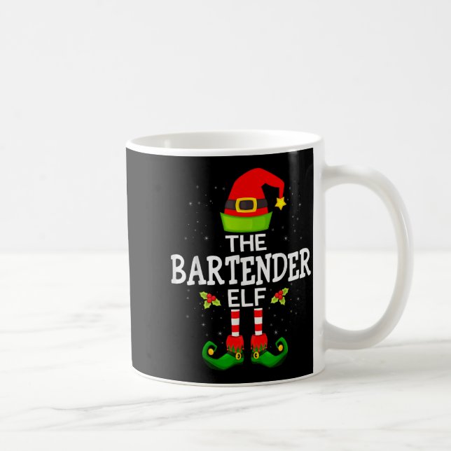 The Bartender Elf Christmas Family Matching Pajama Kaffeetasse (Rechts)
