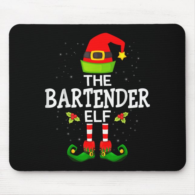 The Bartender Elf Christmas Family Matching Pajama Mousepad (Vorne)