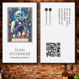 The Bartender Tarot Skeleton QR Visitenkarte