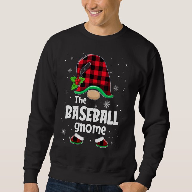 The Baseball Gnome Buffalo Plaid Christmas Matchin Sweatshirt (Vorderseite)