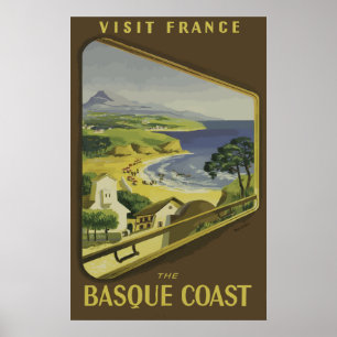 The Basque Coast, France Vintage Travel Poster