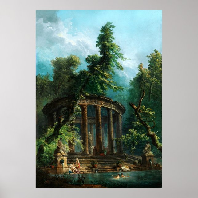 The Bathing Pool by Hubert Robert Poster (Vorne)