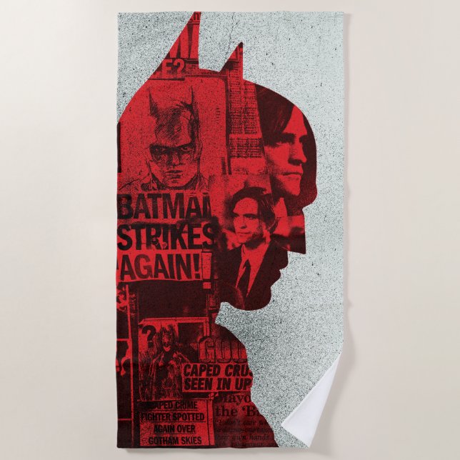 The Batman Newspaper Silhouette Strandtuch (Vorderseite)