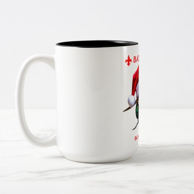 The Bayou Fly says Happy Holidays  Zweifarbige Tasse (Links)