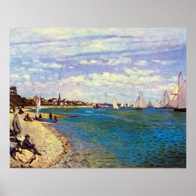 The Beach at Sainte Adresse by Claude Monet Poster (Vorne)