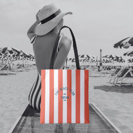 The Beach Club Crest Orange Red Cabana Stripe Tasche