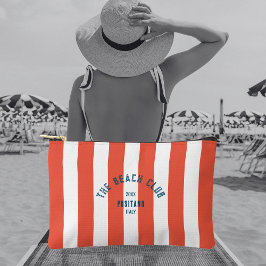 The Beach Club Crest Orange Red Cabana Stripe Zubehörtasche