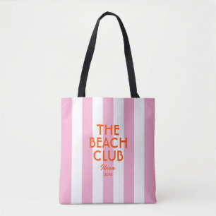 The Beach Club Ibiza Pink Cabana Stripe Tote Bag Tasche