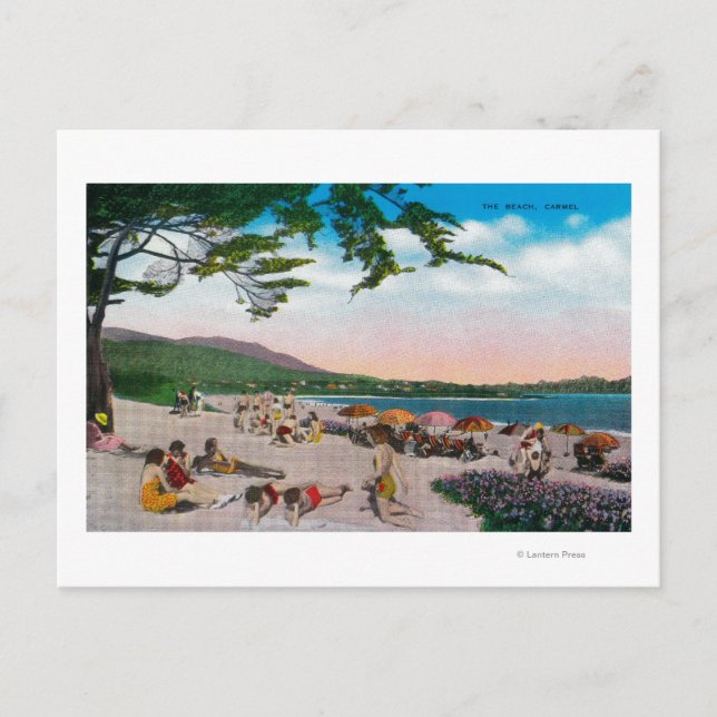 The Beach Scene at Carmel, Kalifornien Postkarte (Vorderseite)