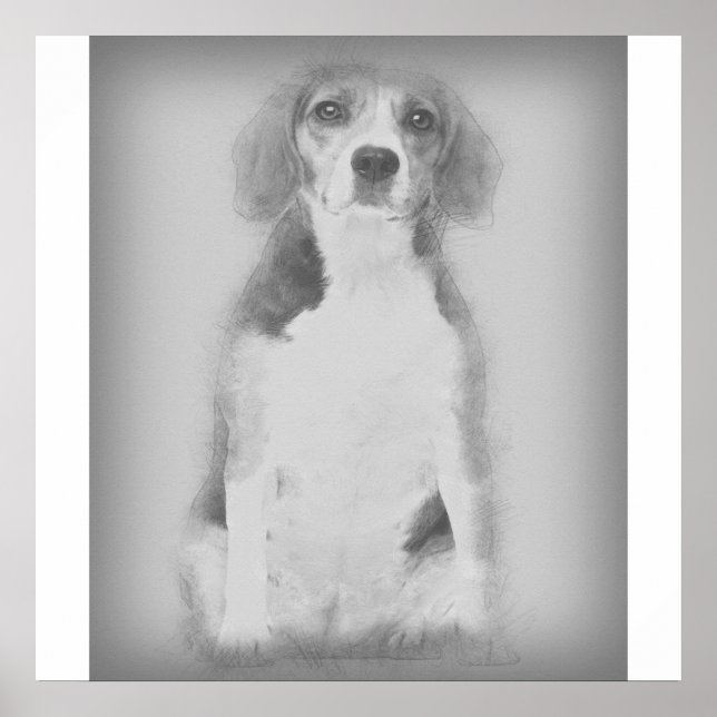The Beagle Dog Is Drawn With A Pencil Poster (Vorne)