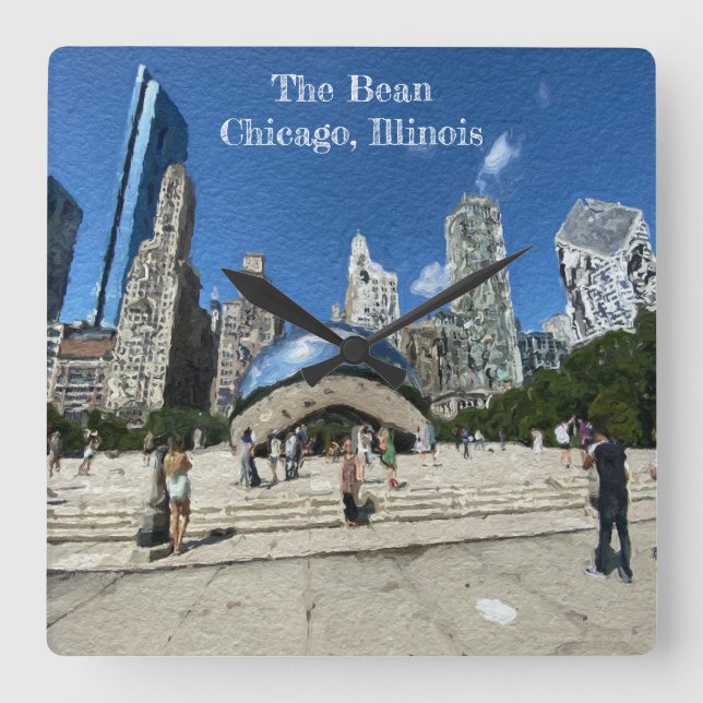 The Bean - Chicago, Illinois Quadratische Wanduhr (Vorderseite)
