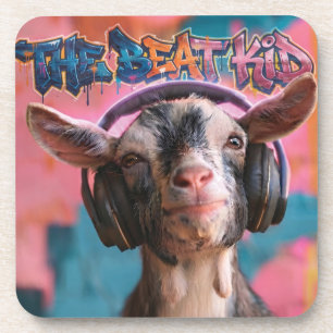 The Beat Kid - Cooler Ziegen-DJ mit Kopfhörern Getränkeuntersetzer