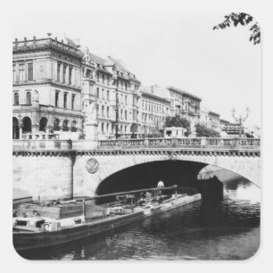 The Belle-Alliance Bridge, Berlin, c.1910 Quadratischer Aufkleber