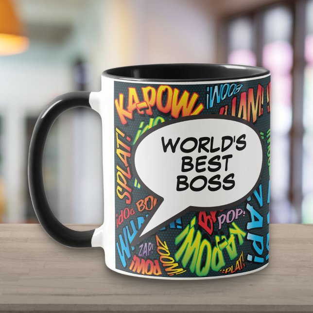The Best Boss Fun Retro Comic Pop Kunst, Dichtung  Tasse (World's Best Boss Fun Retro Comic Book Pop Art Mug)