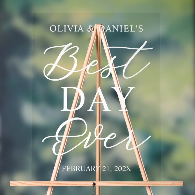 The Best Day Ever Personalized Wedding Welcome Acrylschild (Neutral)