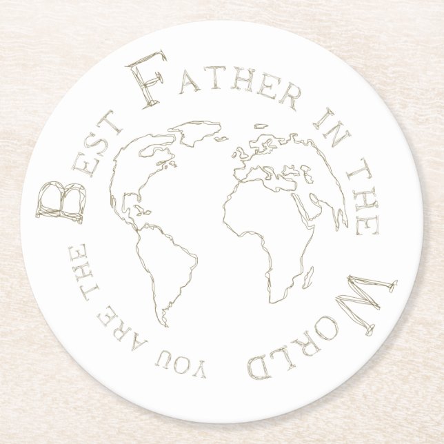 The best father in the world runder pappuntersetzer (Vorderseite)