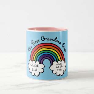 The Best Grandma Granny Ever Rainbow Blue Zweifarbige Tasse
