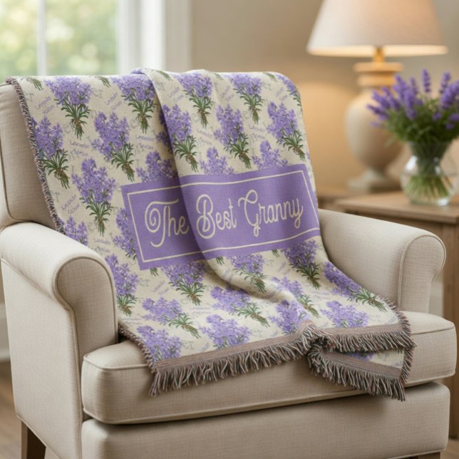 The Best Granny Lavender Floral Cozy Fleece Blanke Decke (Von Creator hochgeladen)