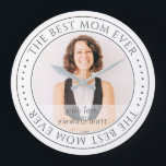 The Best Mom Ever Modern Classic Photo Große Wanduhr<br><div class="desc">This simple and classic design is composed of serif typography and add a custom photo. "The Best Mom Ever" circles the photo of your mom,  mother,  mum etc.</div>