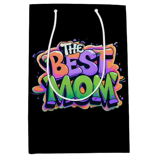 The best mom Stil Mittlere Geschenktüte (Vorderseite)