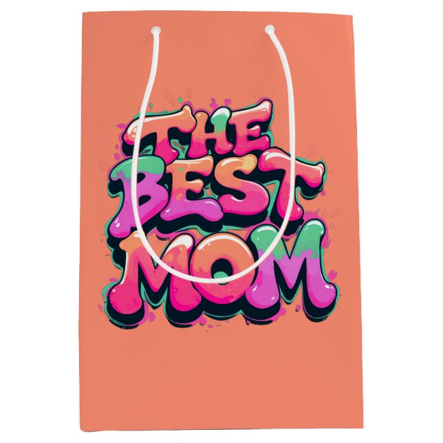 The best mom Stil Mittlere Geschenktüte (Vorderseite)