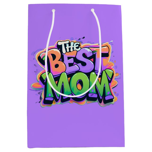 The best mom Stil Mittlere Geschenktüte (Vorderseite)